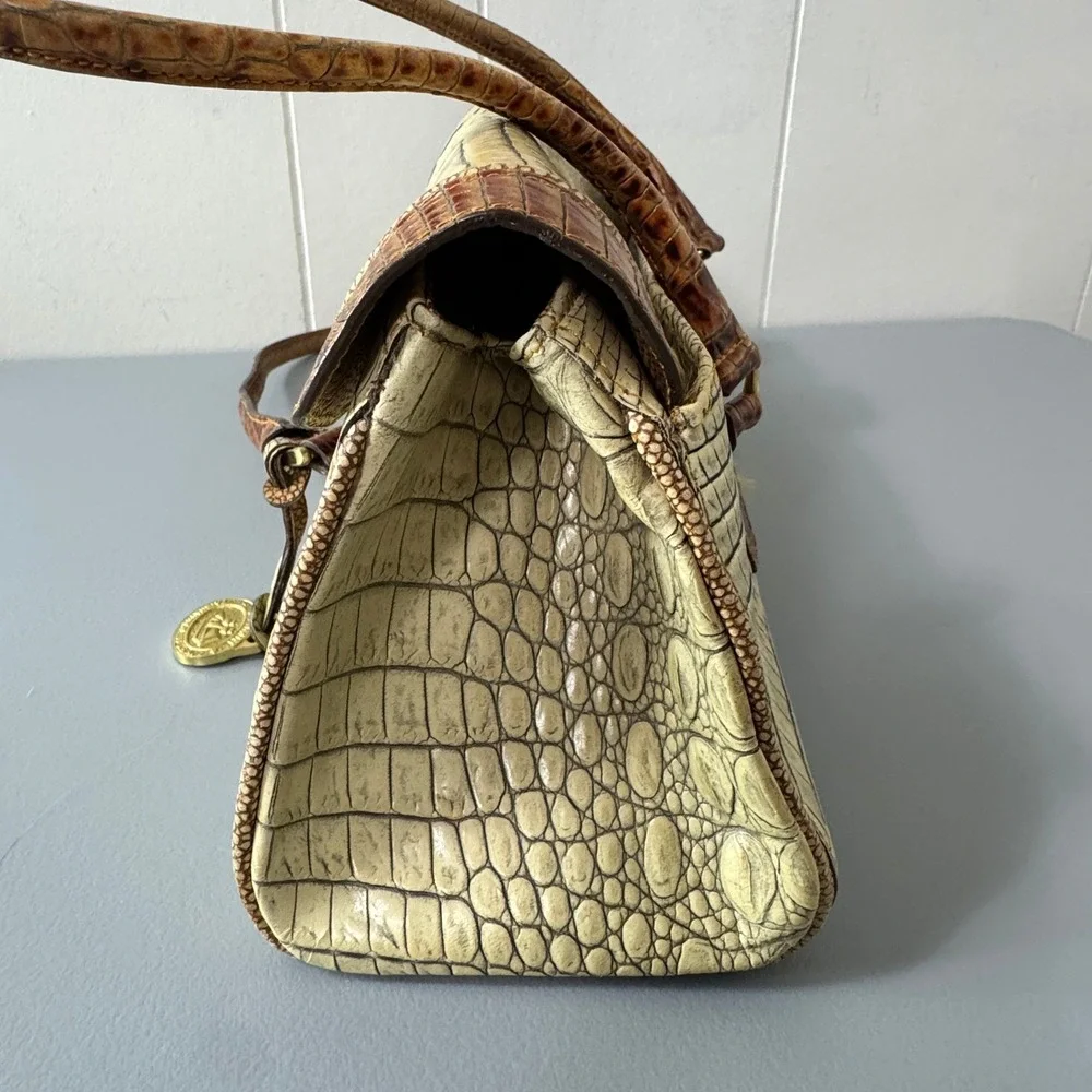 Brahmin Croc Embossed Leather Shoulder Bag Designer Purse Handbag - Picture 4 of 14
